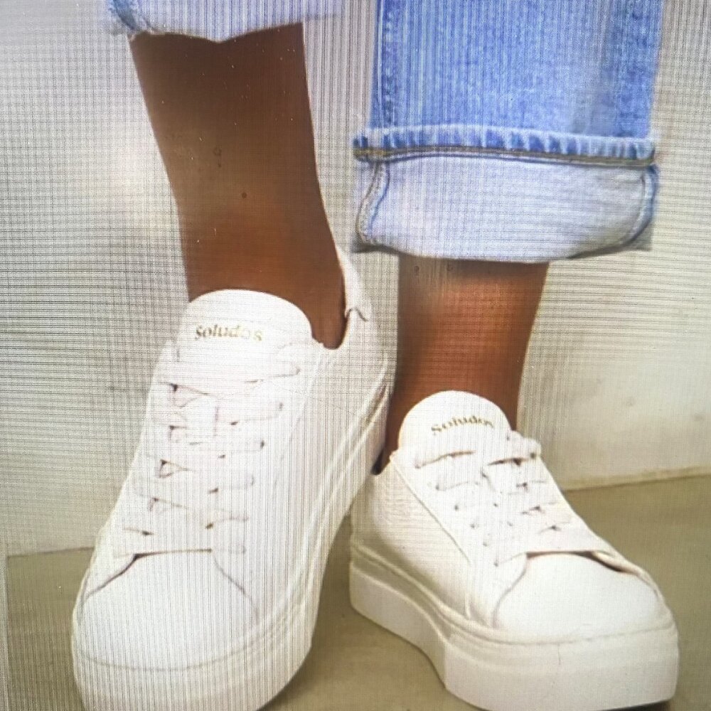 NEW Soludos Ibizia White Platform Leather Sneakers
